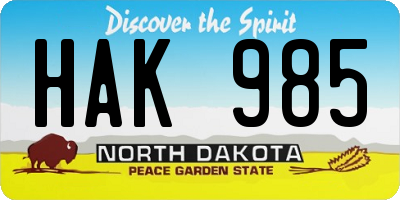 ND license plate HAK985