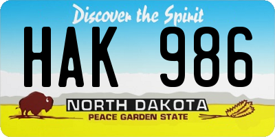 ND license plate HAK986