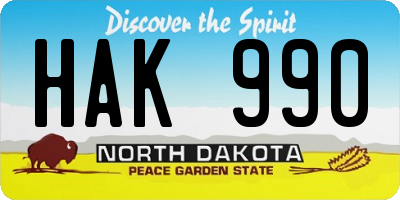 ND license plate HAK990