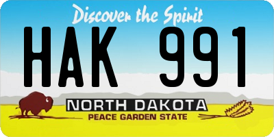 ND license plate HAK991