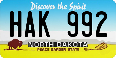 ND license plate HAK992