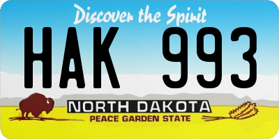 ND license plate HAK993