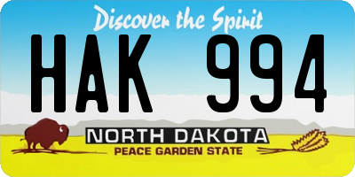 ND license plate HAK994