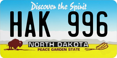 ND license plate HAK996