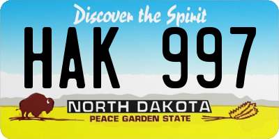 ND license plate HAK997