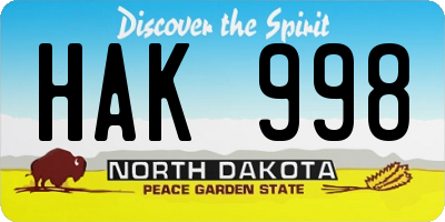 ND license plate HAK998