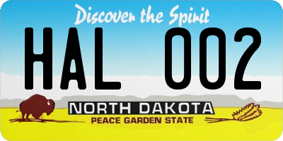 ND license plate HAL002