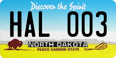 ND license plate HAL003