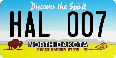 ND license plate HAL007