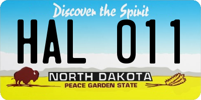 ND license plate HAL011