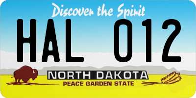 ND license plate HAL012