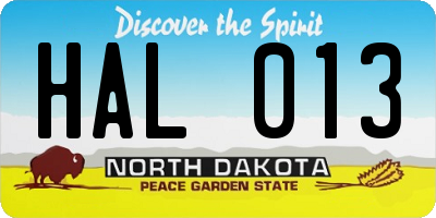 ND license plate HAL013