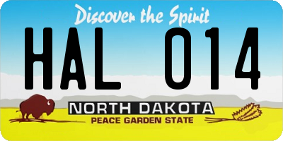 ND license plate HAL014