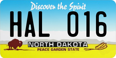 ND license plate HAL016