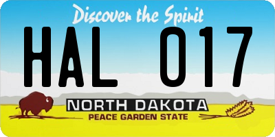 ND license plate HAL017