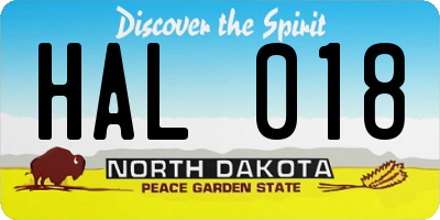 ND license plate HAL018