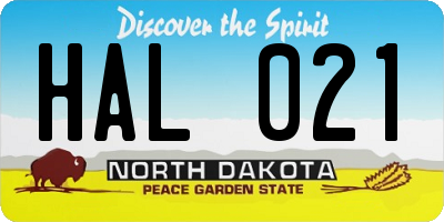 ND license plate HAL021