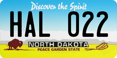 ND license plate HAL022