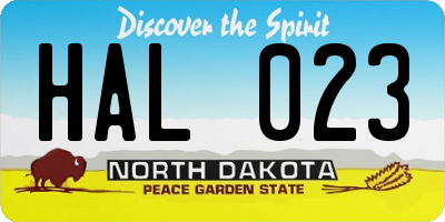 ND license plate HAL023