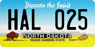 ND license plate HAL025