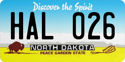 ND license plate HAL026