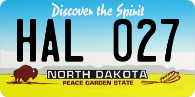 ND license plate HAL027