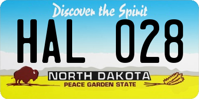 ND license plate HAL028