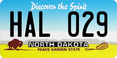 ND license plate HAL029