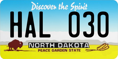 ND license plate HAL030