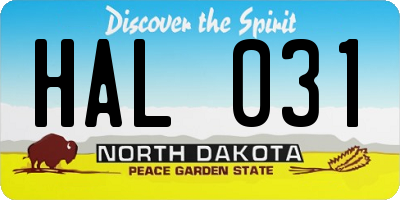 ND license plate HAL031