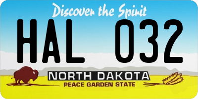 ND license plate HAL032