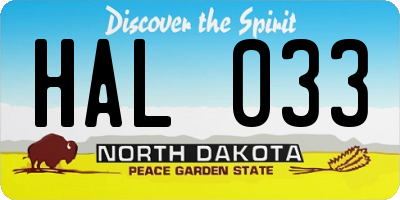 ND license plate HAL033