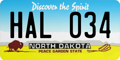 ND license plate HAL034