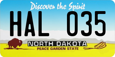 ND license plate HAL035