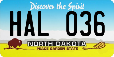 ND license plate HAL036