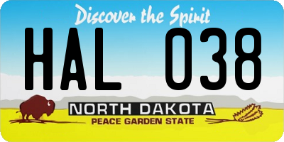 ND license plate HAL038