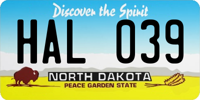 ND license plate HAL039