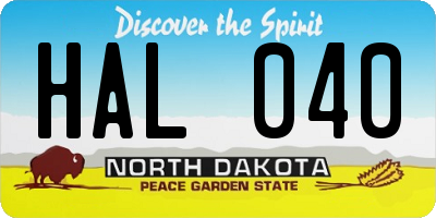 ND license plate HAL040