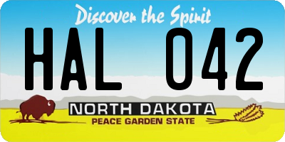 ND license plate HAL042