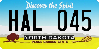 ND license plate HAL045