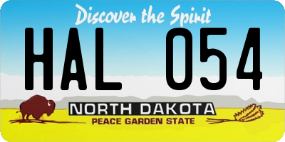 ND license plate HAL054