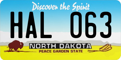 ND license plate HAL063