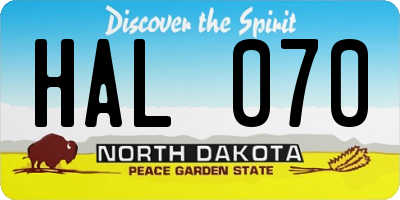 ND license plate HAL070