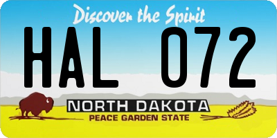 ND license plate HAL072