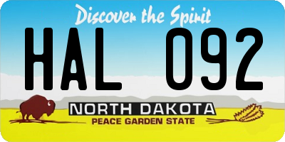 ND license plate HAL092