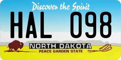 ND license plate HAL098