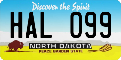 ND license plate HAL099