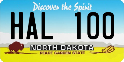 ND license plate HAL100