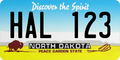 ND license plate HAL123