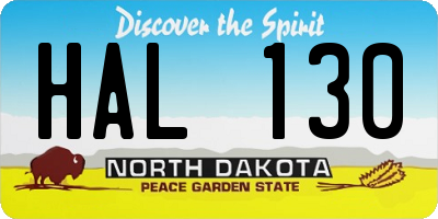 ND license plate HAL130